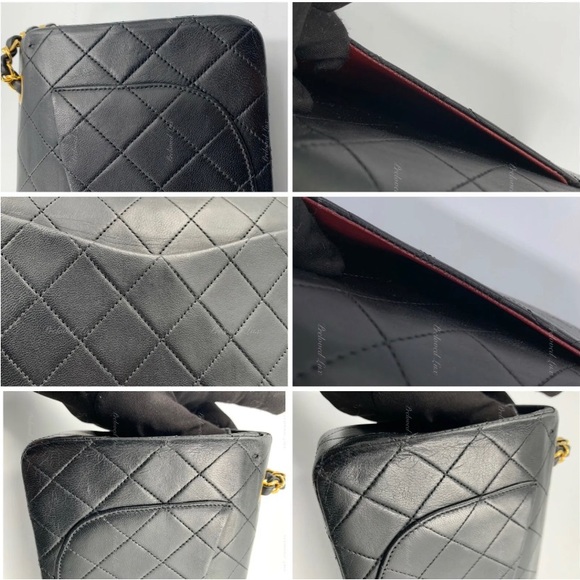 Authentic CHANEL Lambskin Small Classic Double Flap Bag Black/ Gold Hardware - Picture 5 of 12